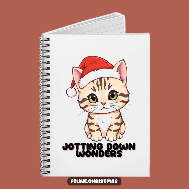 Funny Tabby Cat Santa Hat Notebook - Journal for Curious Minds