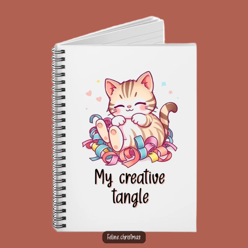Funny Kawaii Striped Cat Ribbon Notebook: Hilarious Journaling for Festive Ideas!