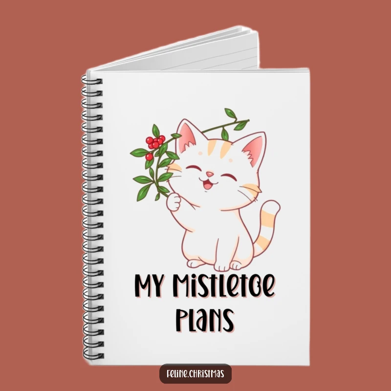 Funny Mistletoe Cat Notebook - Jot Down Holiday Thoughts