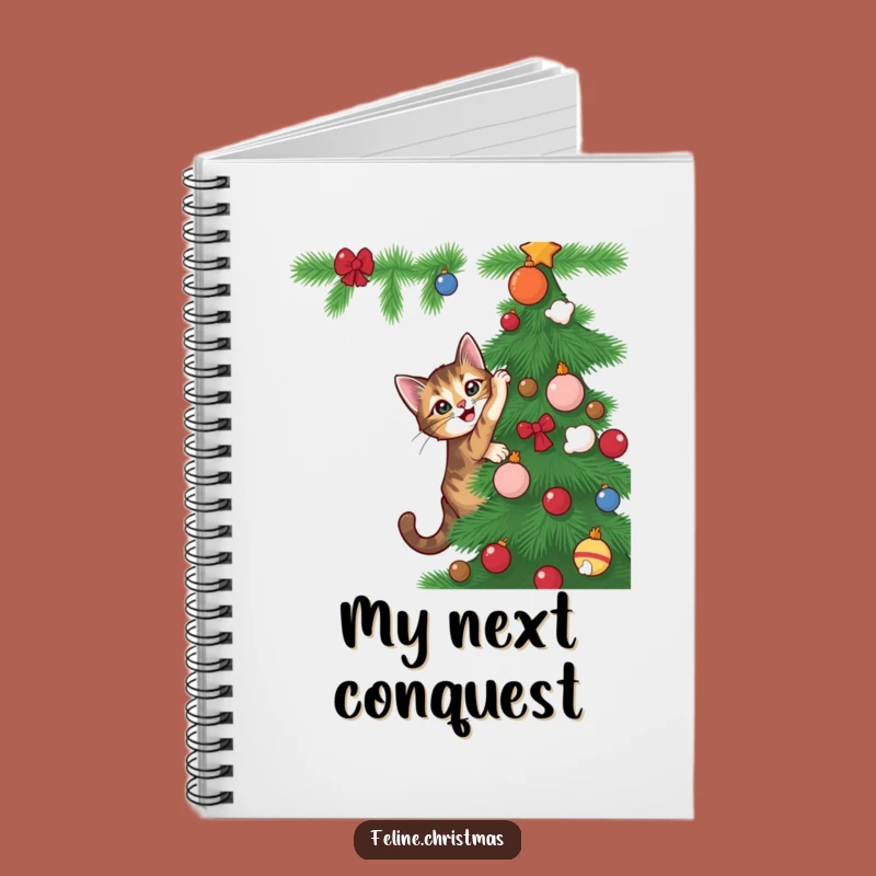 Funny Tabby Cat Notebook - Playful Tree Climb Journal Gift