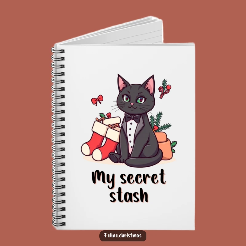 Funny Cat Notebook: Tuxedo Cat's Stocking Plans