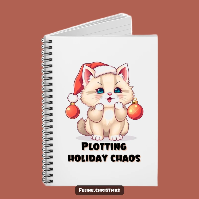 Funny Cat Santa Hat Notebook: Festive Journal, Playful Kitty Thoughts, Perfect Gift for Writers!