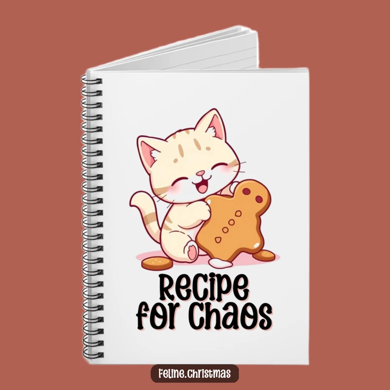 Funny Cat Gingerbread Cookie Batting Notebook - Playful Holiday Journal Gift!