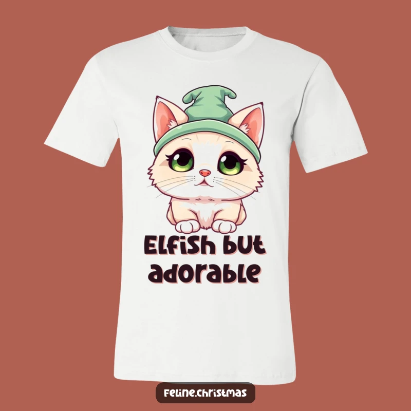 Funny Kawaii Ragdoll Elf Cat T-Shirt: Festive Holiday Humor with Innocent Charm!