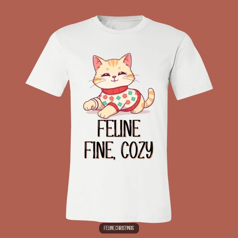 Funny Festive Cat Sweater T-Shirt - Chic & Hilarious Holiday Pet Tee!