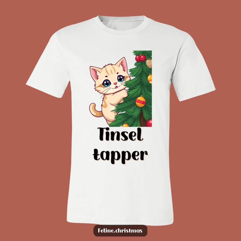 Funny Climbing Cat Christmas Tee: Festive Tree Climber Shirt, Holiday Gift