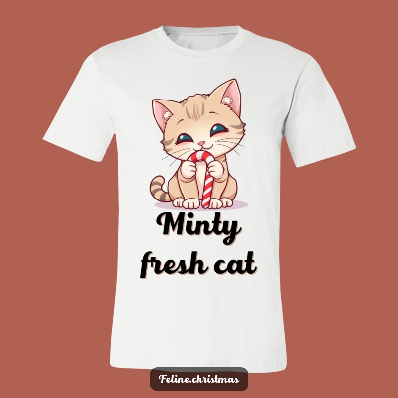 Funny Curious Cat Candy Cane T-Shirt - Sweet & Hilarious Holiday Tee!