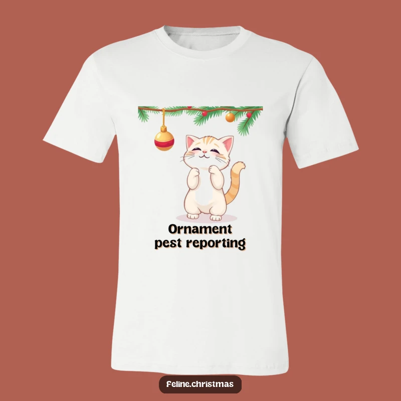 Funny Kawaii Cat Ornament T-Shirt - Playful Holiday Kitty Tee