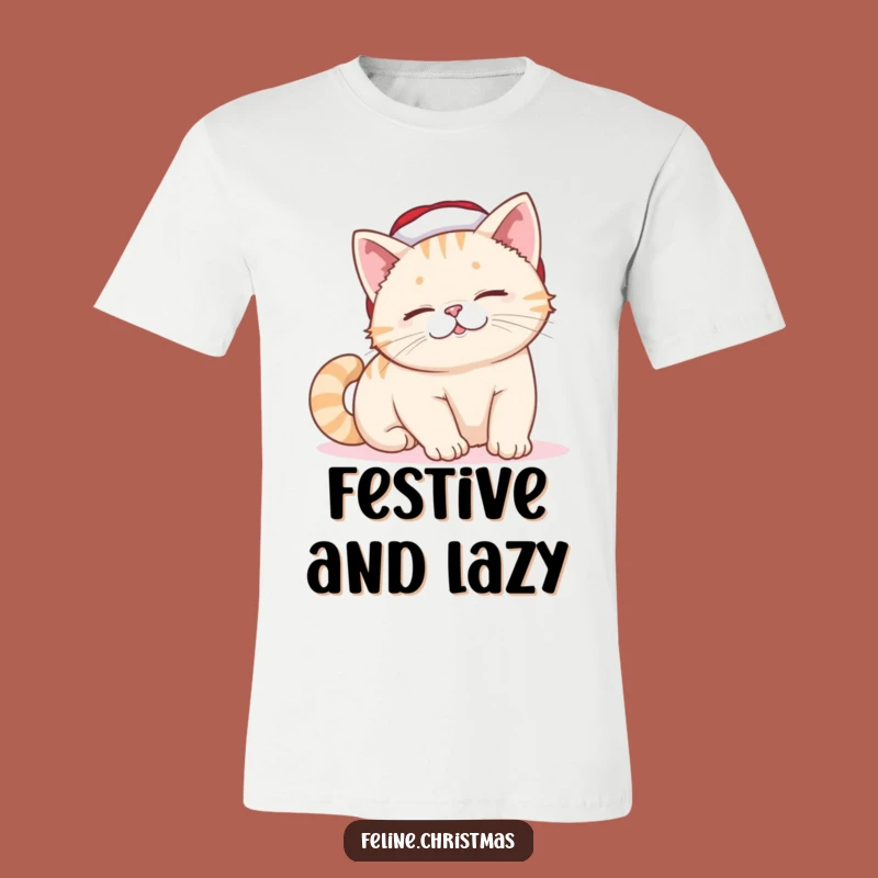 Funny Lazy Cat Santa Hat Tee: Comfy Holiday Shirt for Feline Fans