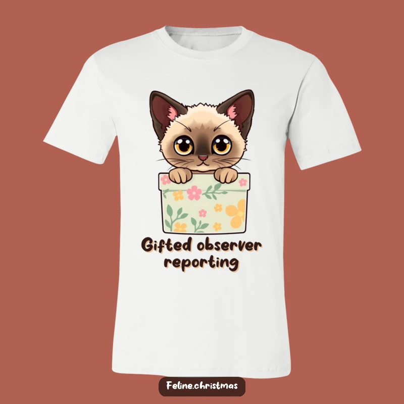 Funny Siamese Cat Gift Box T-Shirt - Curious Feline Holiday Apparel Gift