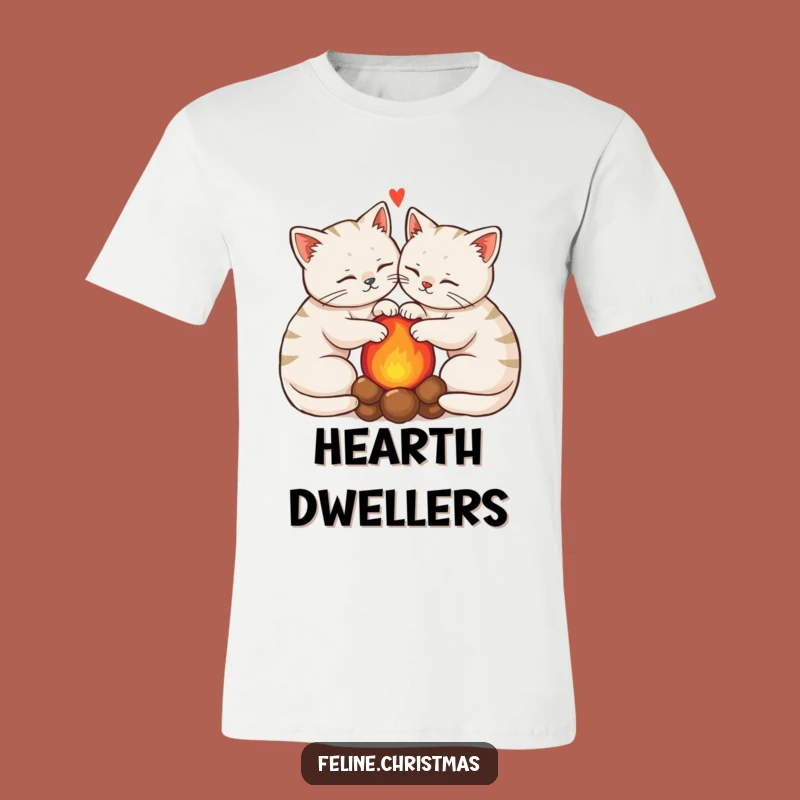 Funny Cozy Cats Hearth Tee: Cute Feline Duo Shirt, Perfect Gift