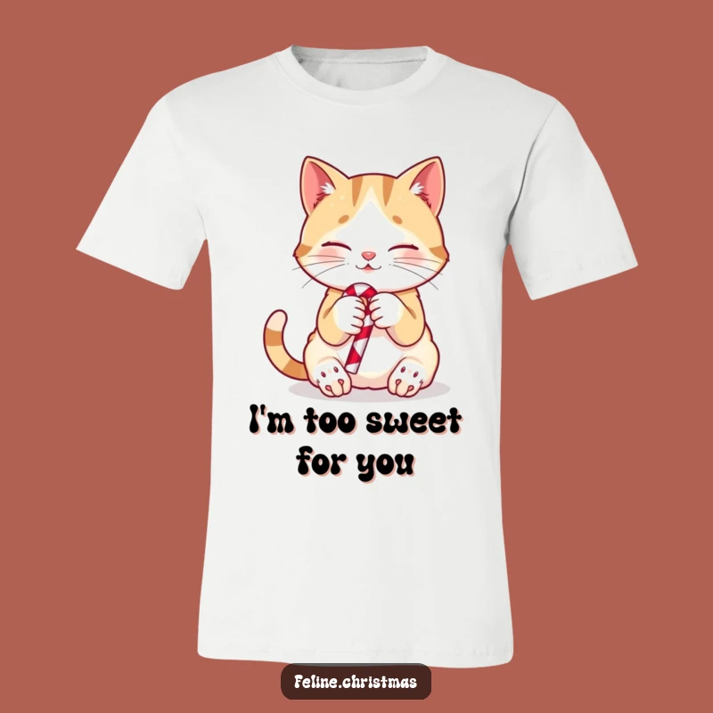 Funny Cat Candy Cane T-Shirt: Playful Kitty Christmas Apparel Gift Tee