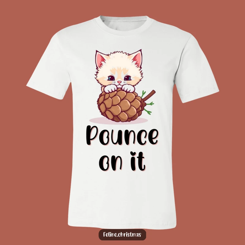 Funny Fluffy Kitten Pinecone Tee - Playful Cat Action Shirt