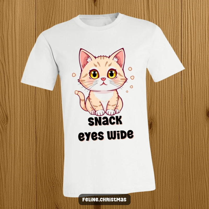 Funny Cat T-Shirt: A cat with bright, focused eyes watches popcorn bounce, embodying intense curiosity and movie-watching delight.