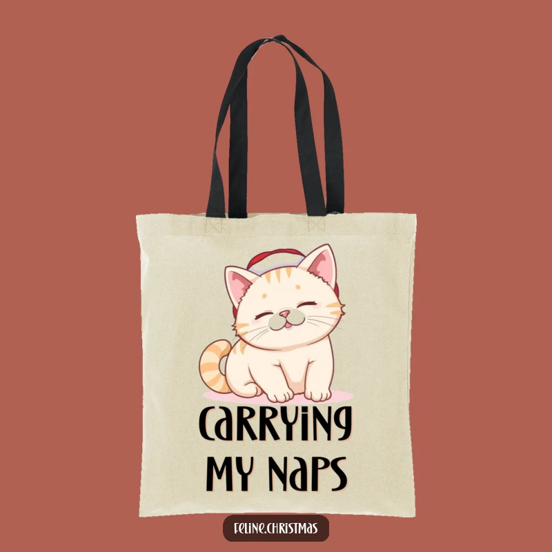 Funny Lazy Cat Santa Hat Tote Bag: Carry Holiday Cheer Effortlessly