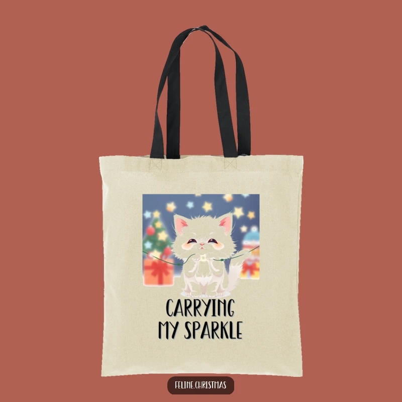 Funny Kawaii Fluffy Cat Light Tote Bag: Your Hilarious Festive Shopping Companion!