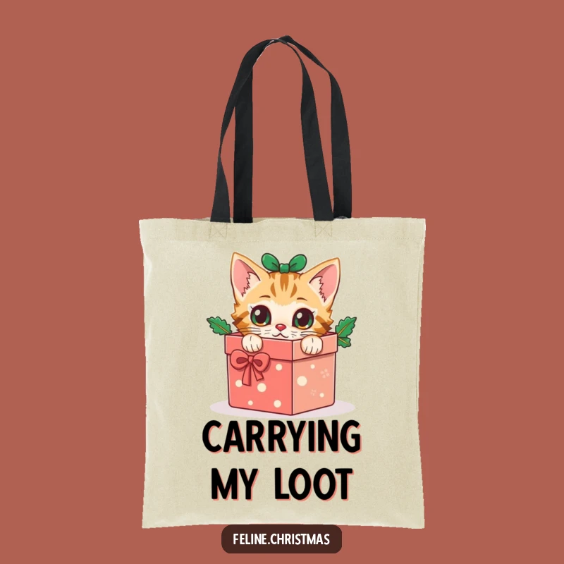 Funny Cat Gift Box Tote Bag: Stylish Holiday Accessory, Curious Kitty, Perfect Present!
