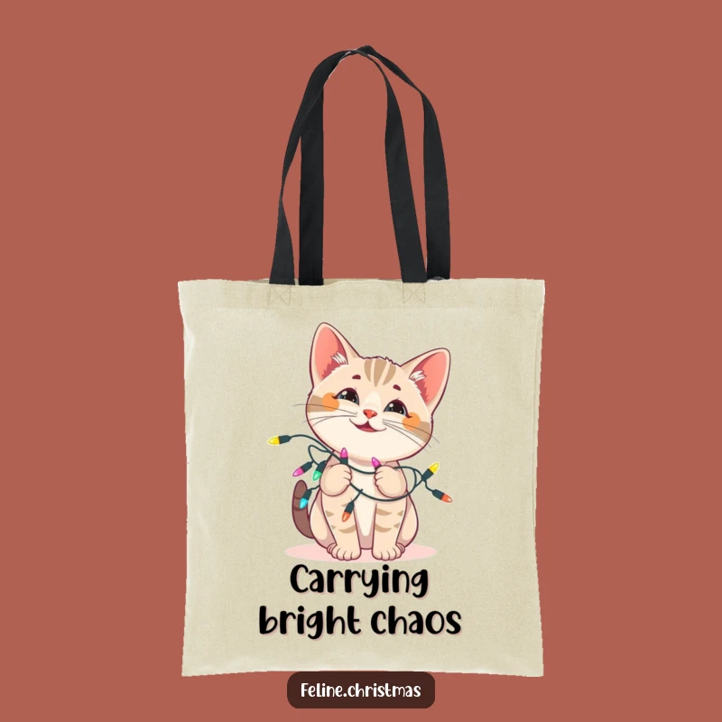 Funny Cat Lights Tote Bag: Stylish Festive Accessory, Playful Kitty, Perfect Gift!