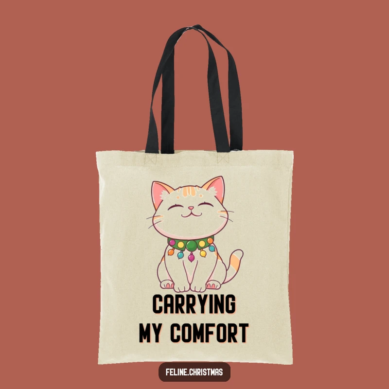 Funny Cat Stretch Tote Bag: Carry Relaxation with a Content Kitty's Festive Look