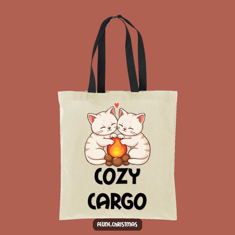 Funny Cozy Cats Hearth Tote Bag: Feline Duo Carry-All, Gift