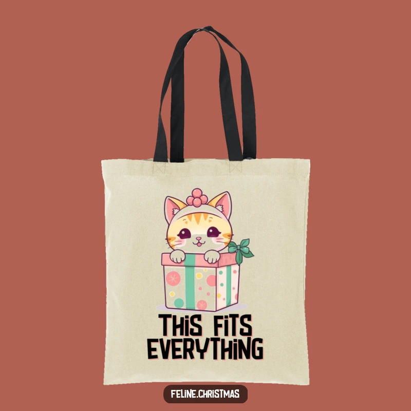 Funny Kawaii Cat Gift Box Tote Bag - Cute Holiday Carryall