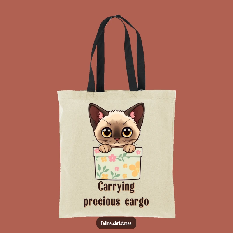 Funny Siamese Cat Gift Box Tote Bag - Curious Feline Accessory Gift