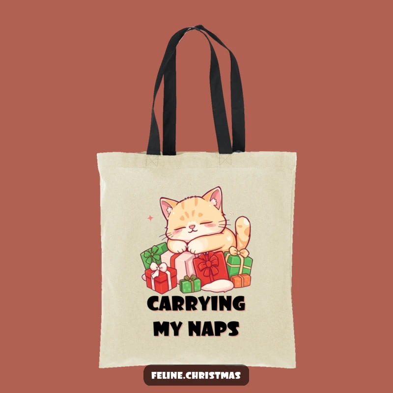 Funny Sleeping Cat Tote Bag: Stylish Holiday Comfort, Relaxed Kitty, Perfect Gift!