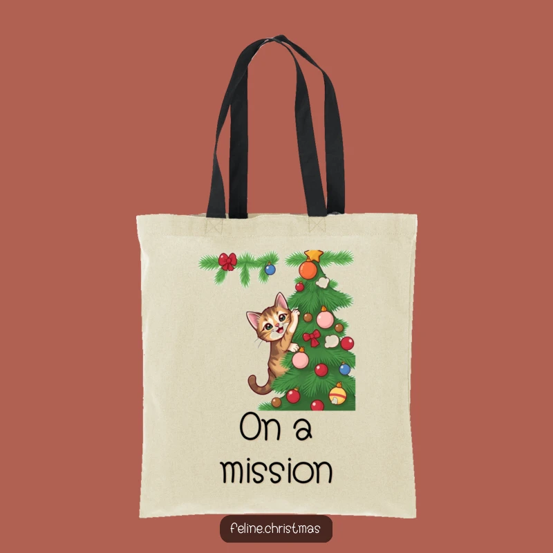 Funny Tabby Cat Tote Bag - Playful Tree Climber Carry-All Gift