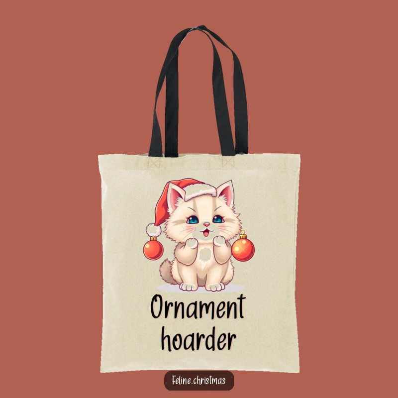 Funny Cat Santa Hat Tote Bag: Stylish Holiday Accessory, Playful Kitty, Perfect Gift!